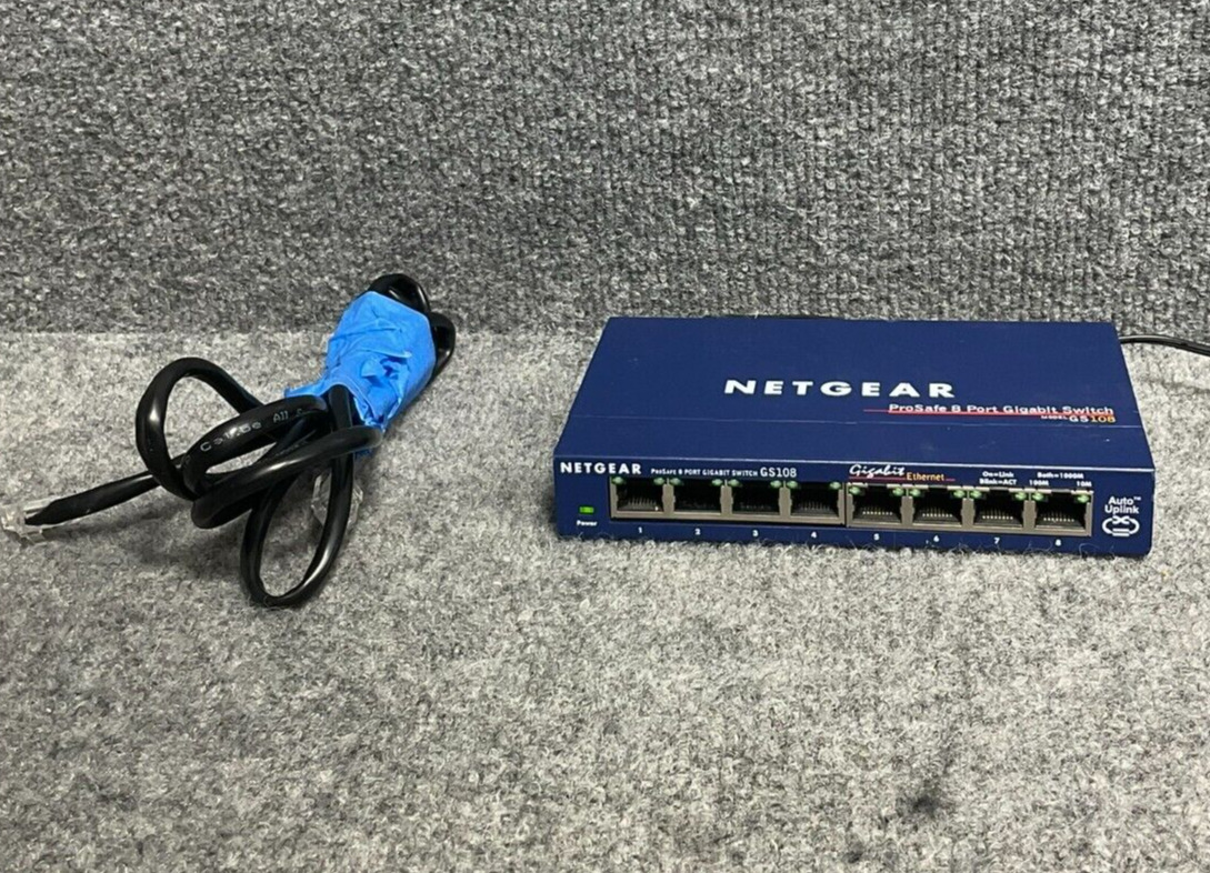 Netgear GS108 v3 ProSafe 8 Easy Smart Managed Ethernet Switch With Adapter