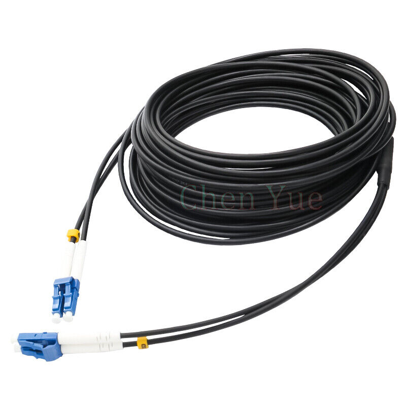 40M Black Armored Fiber Cable LC-LC UPC SM 9/125 Duplex Fiber Optic Patch Cord 