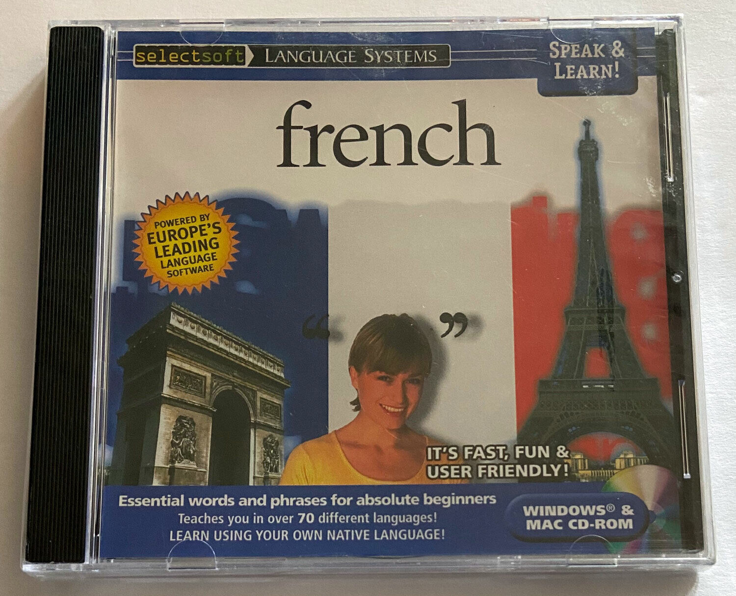 Vintage Speak and Learn French Windows Mac CD-ROM Sealed Native Language 2000