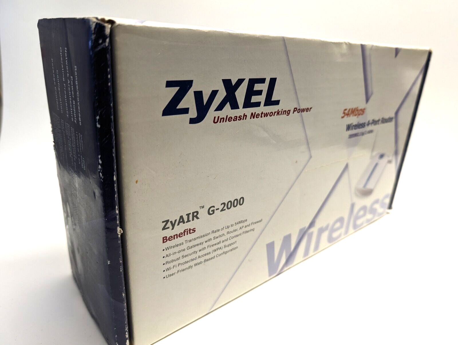 SEALED NEW ZyXEL Zyair G-2000 Plus 54 Mbps 4-port 10/100 Router Wireless