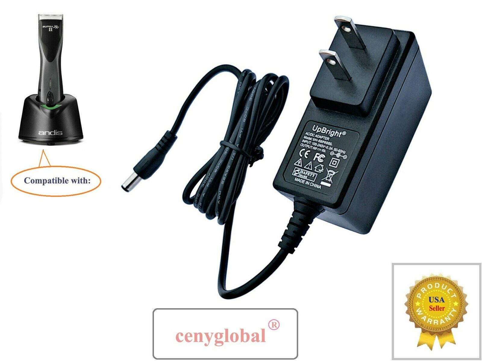 AC Adapter for Andis Supra ZR 2 II Detachable Blade Clipper #79072 79066 201246