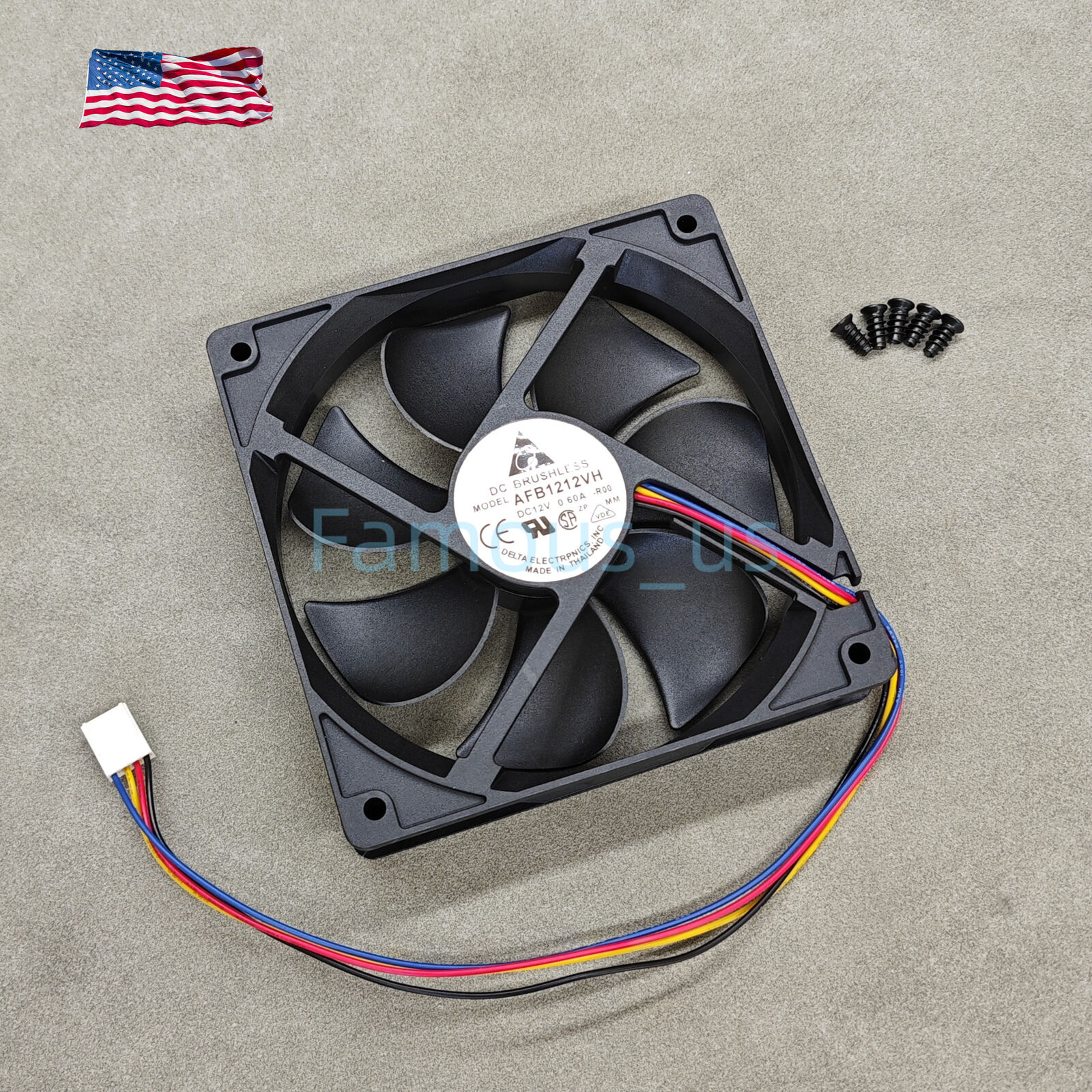 For Delta AFB1212VH 12V 0.60A 4-Pin Double Ball Bearing Cooling Fan 120*120*25mm
