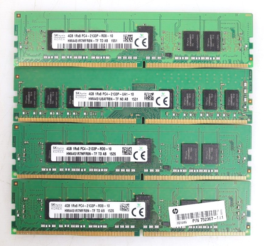 Lot 4x 4GB (16GB) SK Hynix HMA451R7MFR8N-TF PC4-17000 RDIMM Server RAM