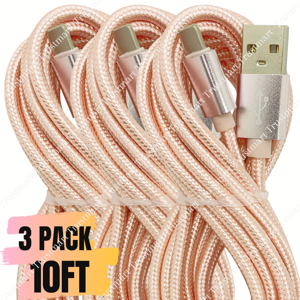 3Pack 10FT/3M USB Charger Cable Heavy Duty For Apple iPhone 11 X 8 Charging Cord