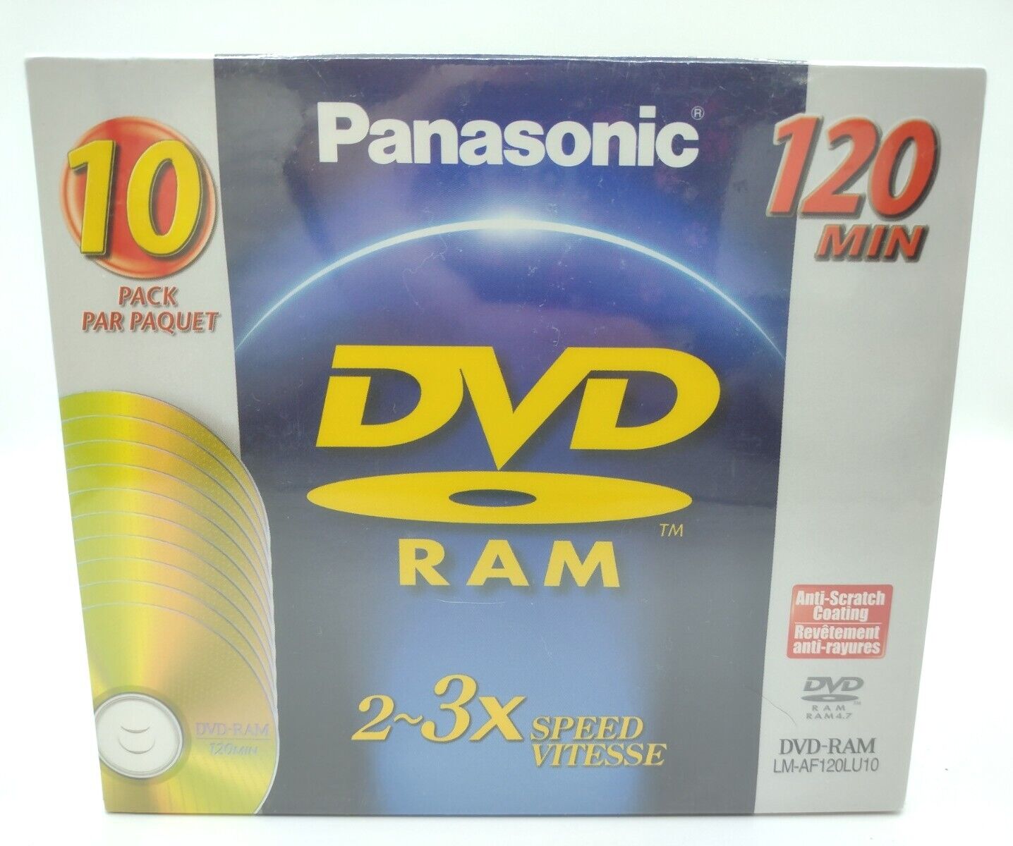 Panasonic DVD Ram, 120 Min 4.7GB 2-3x, 10 Discs, New Sealed