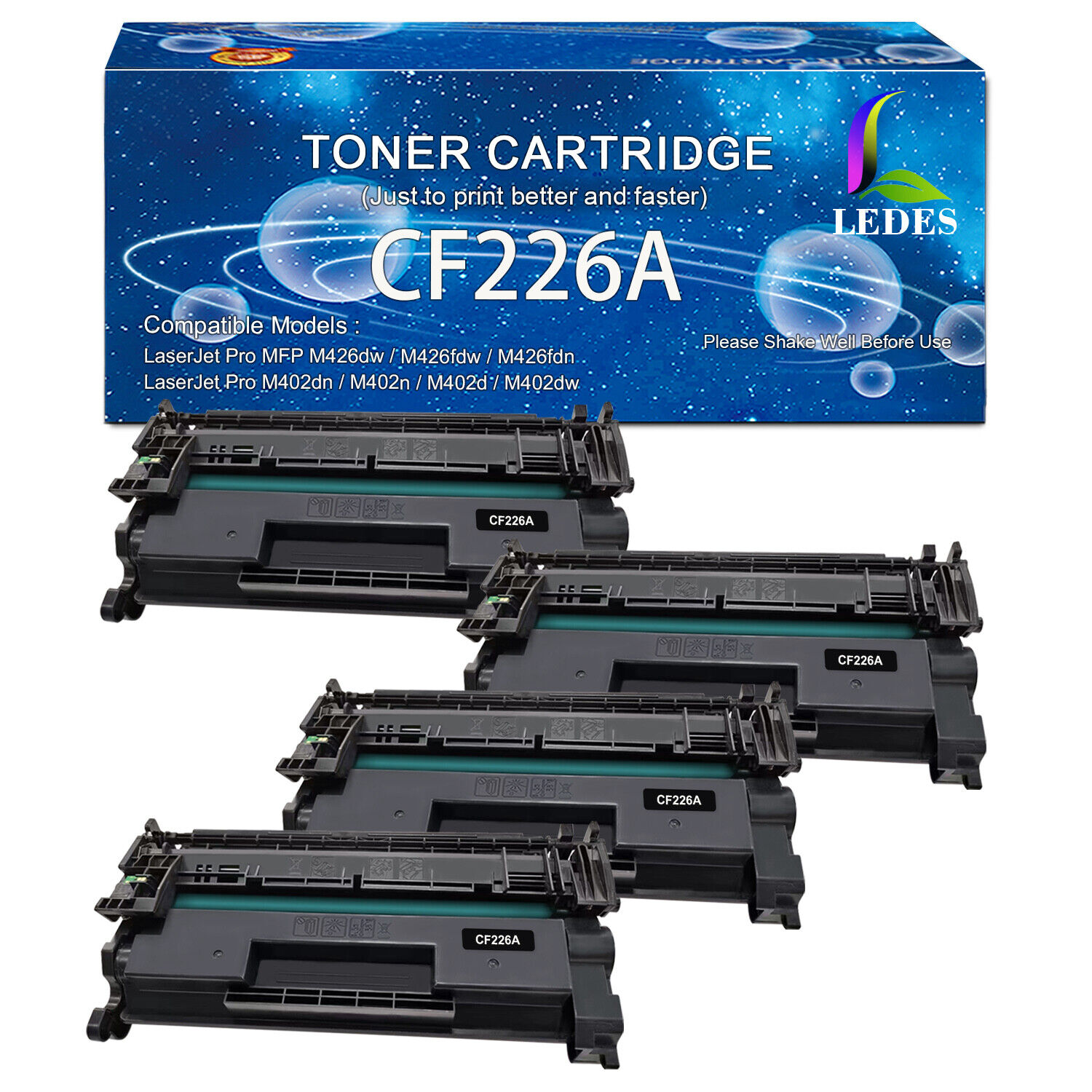 4PCS CF226A 26A Toner For HP Laserjet Pro M402n M402dn M402dw M426fdw M426fdn Je
