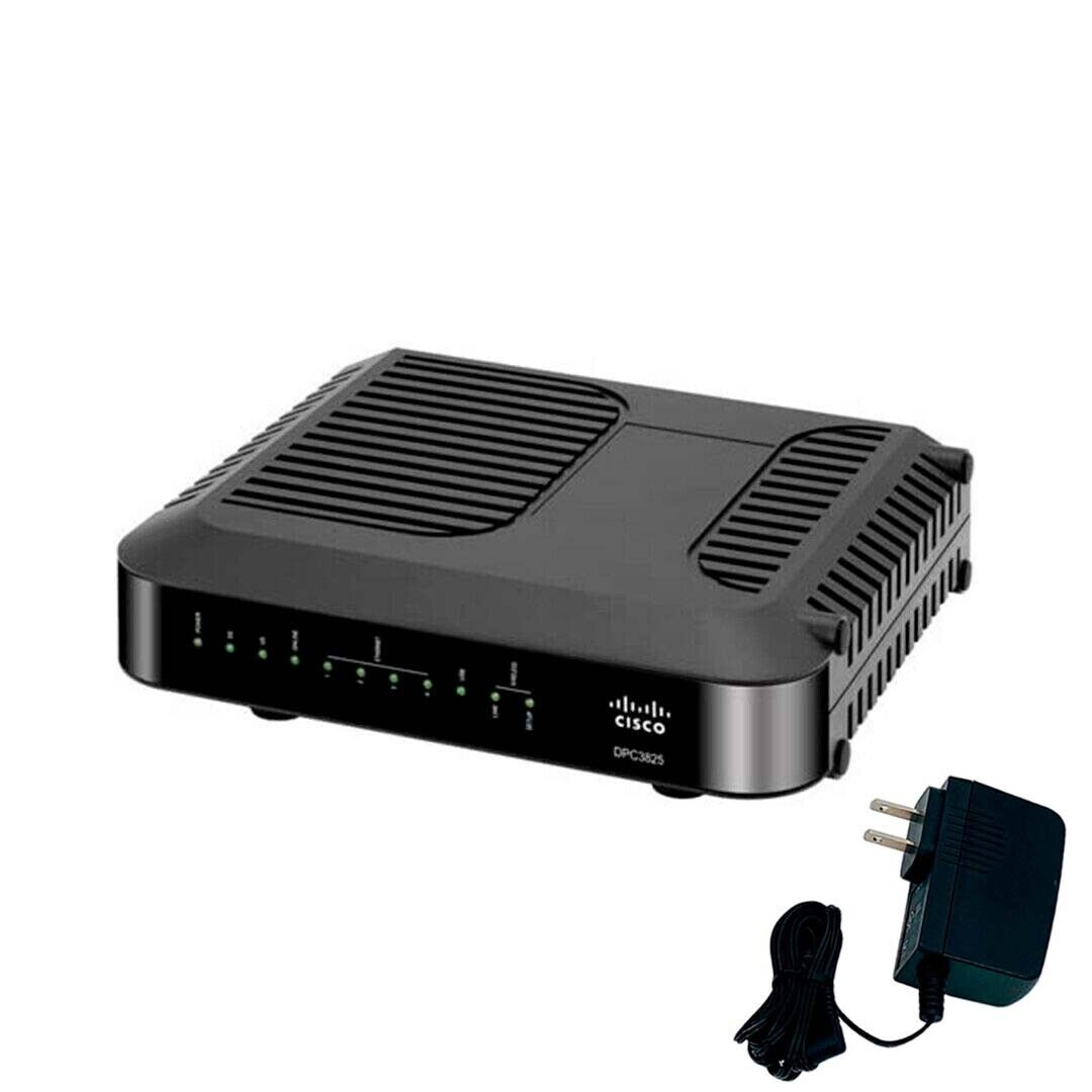 Cisco DPC3825 4 Port DOCSIS 3.0 Gateway LAN Wireless Modem Router w/ Adapter