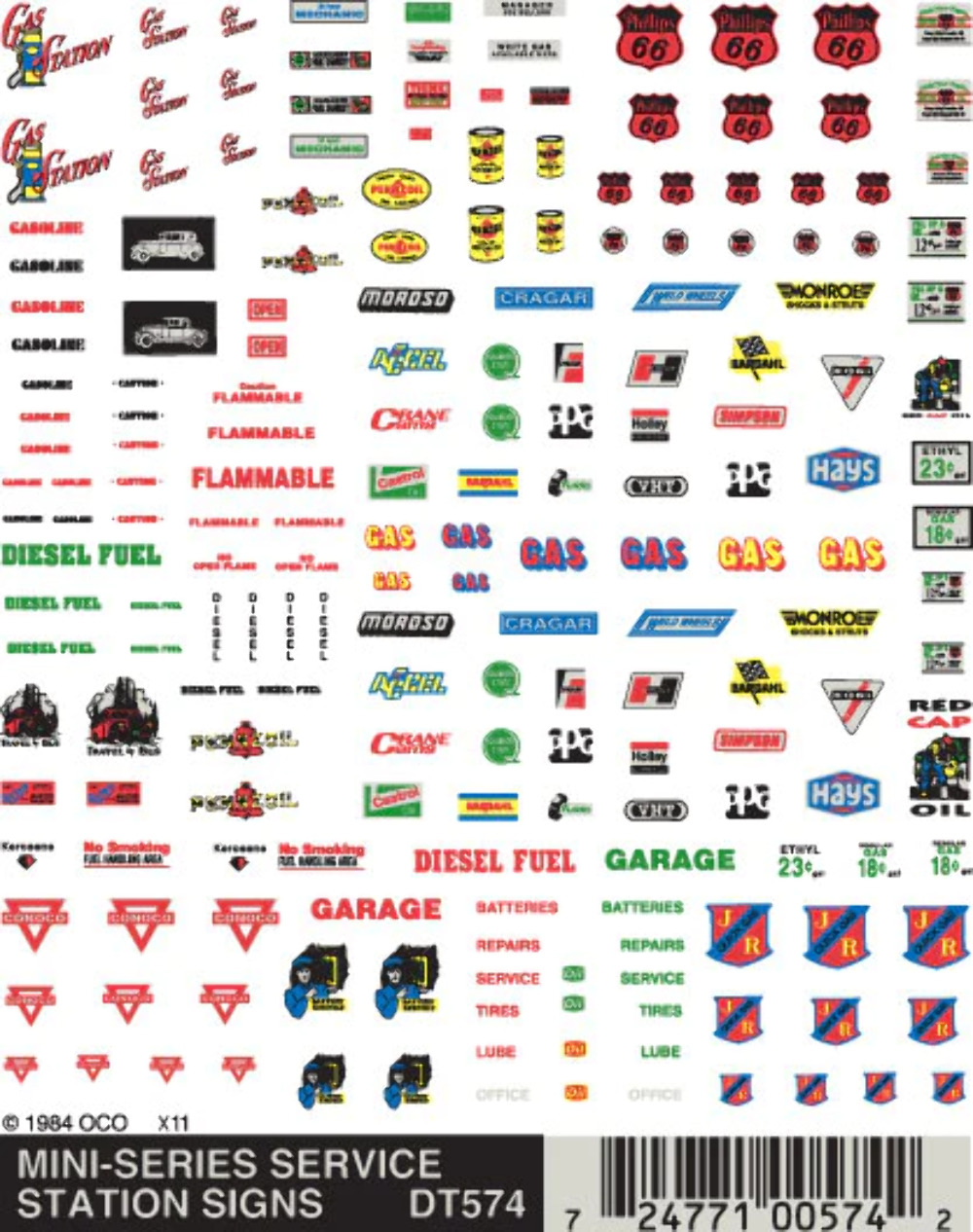 NEW Woodland Train Decal Sheet Service Station Signs DT574