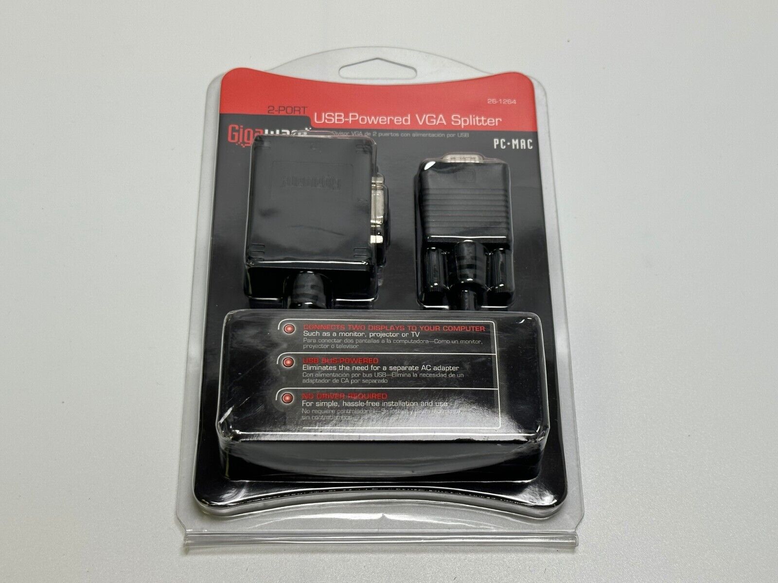 Gigaware 2-Port USB-Powered VGA Splitter 26-1264, 2601264