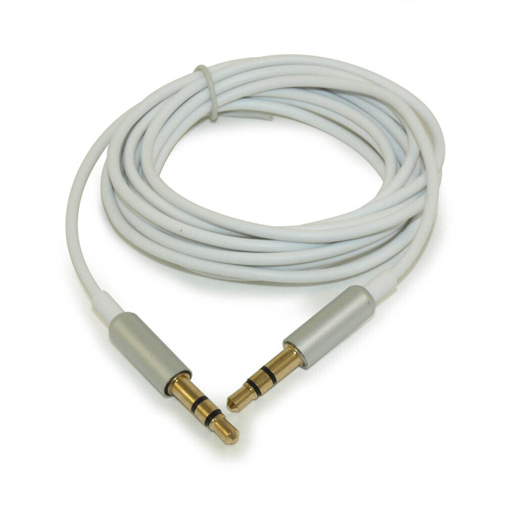 6ft EXTRA SLIM 3.5mm Mini-Stereo TRS Male to Male Gold Plated Cable  White