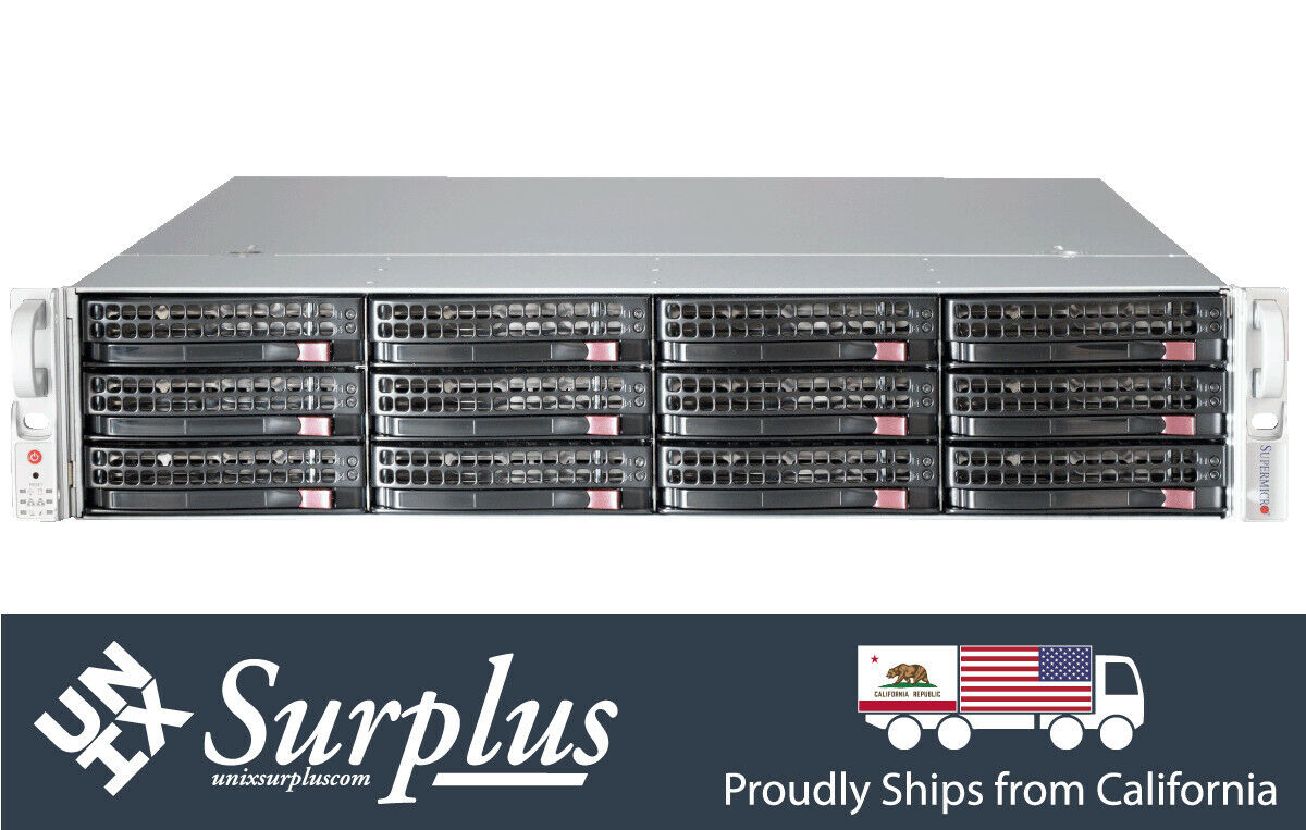 Supermicro 2U Server 12 Caddy Bay 3.5 LFF E ATX Storage Chassis SAS2 6GBPS Rail