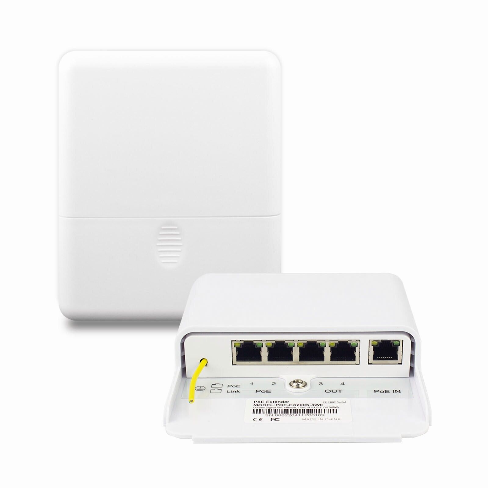 5 Port Gigabit PoE Passthrough Switch Outdoor Ethernet Extender Up to 100m/328ft
