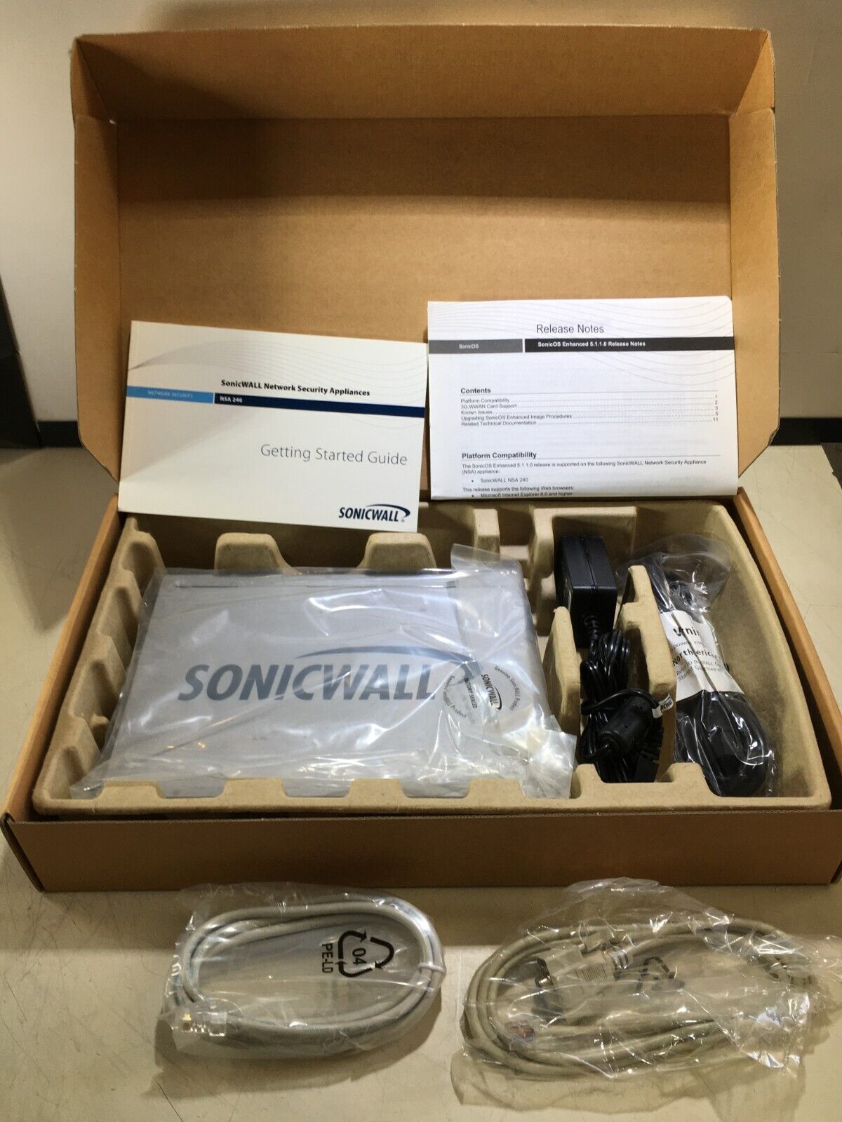 SONICWALL TZ 190 VPN SECURITY FIREWALL W/ MANUAL CABLE PWR - OPEN BOX