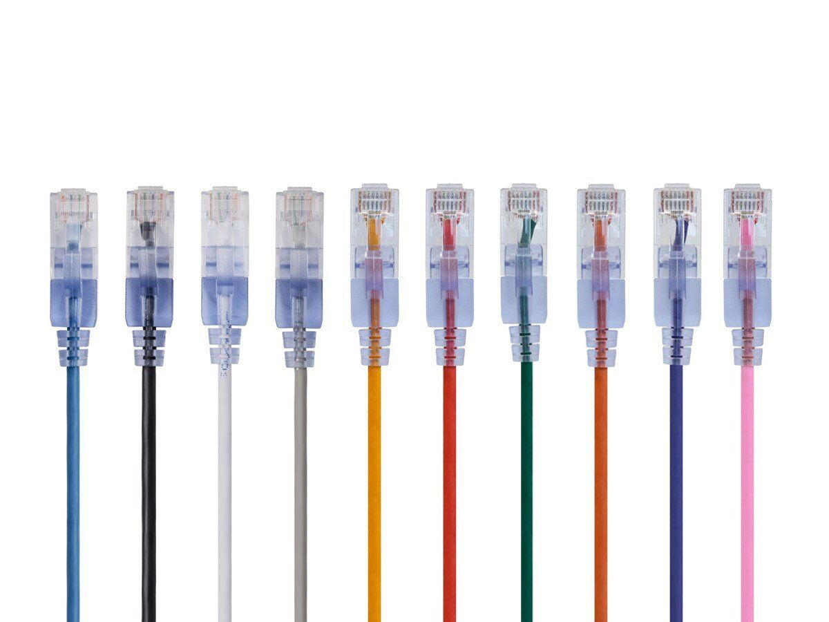 SlimRun Cat6A Ethernet Patch Cable RJ45 Stranded UTP Wire 30AWG 2ft 10pk Multi