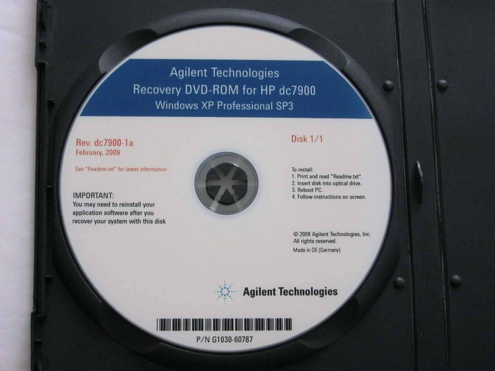 Agilent HP dc7900 recovery DVD G1030-60787