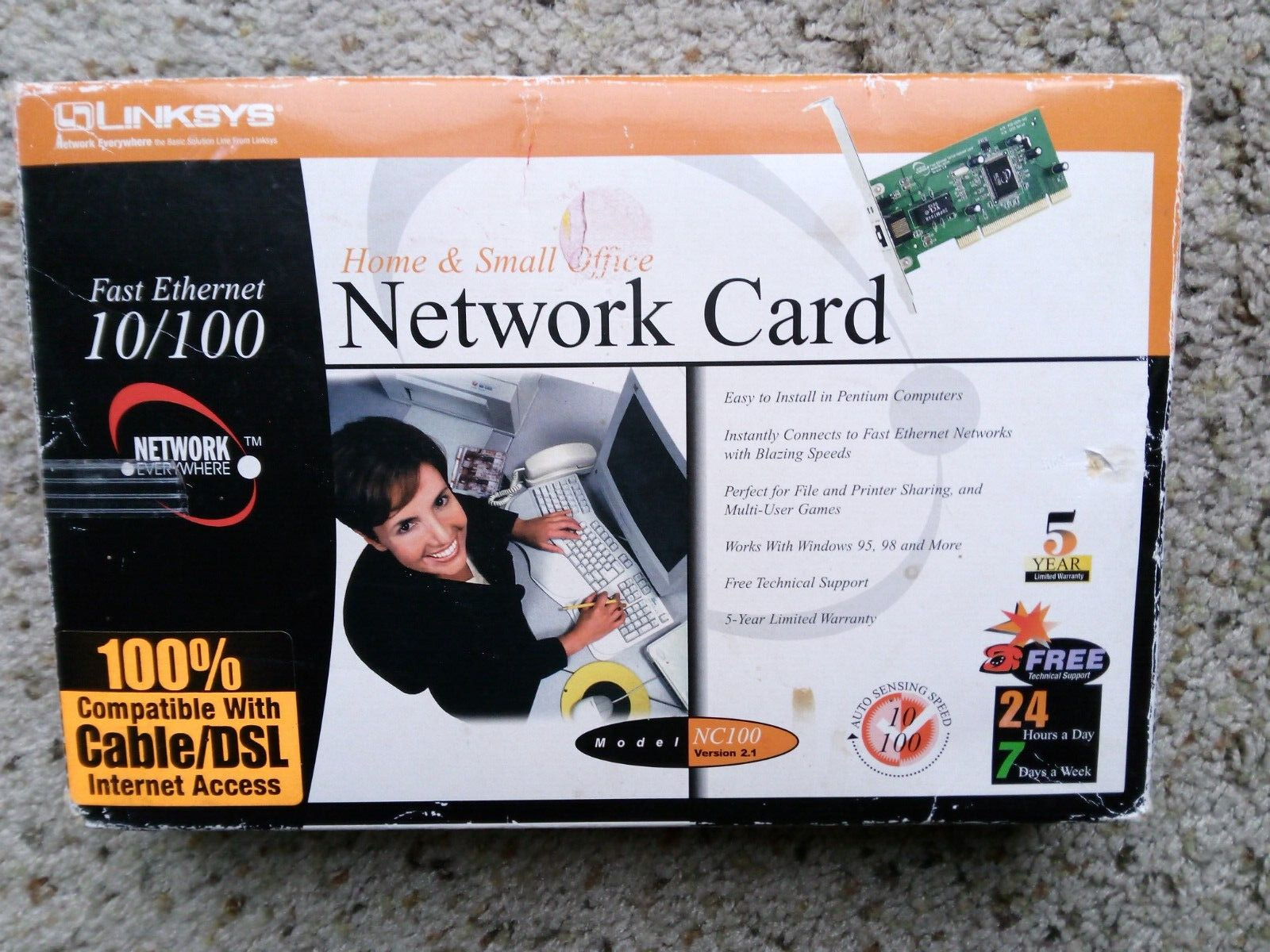 linksys network card home and small office model NC100 version 2.1