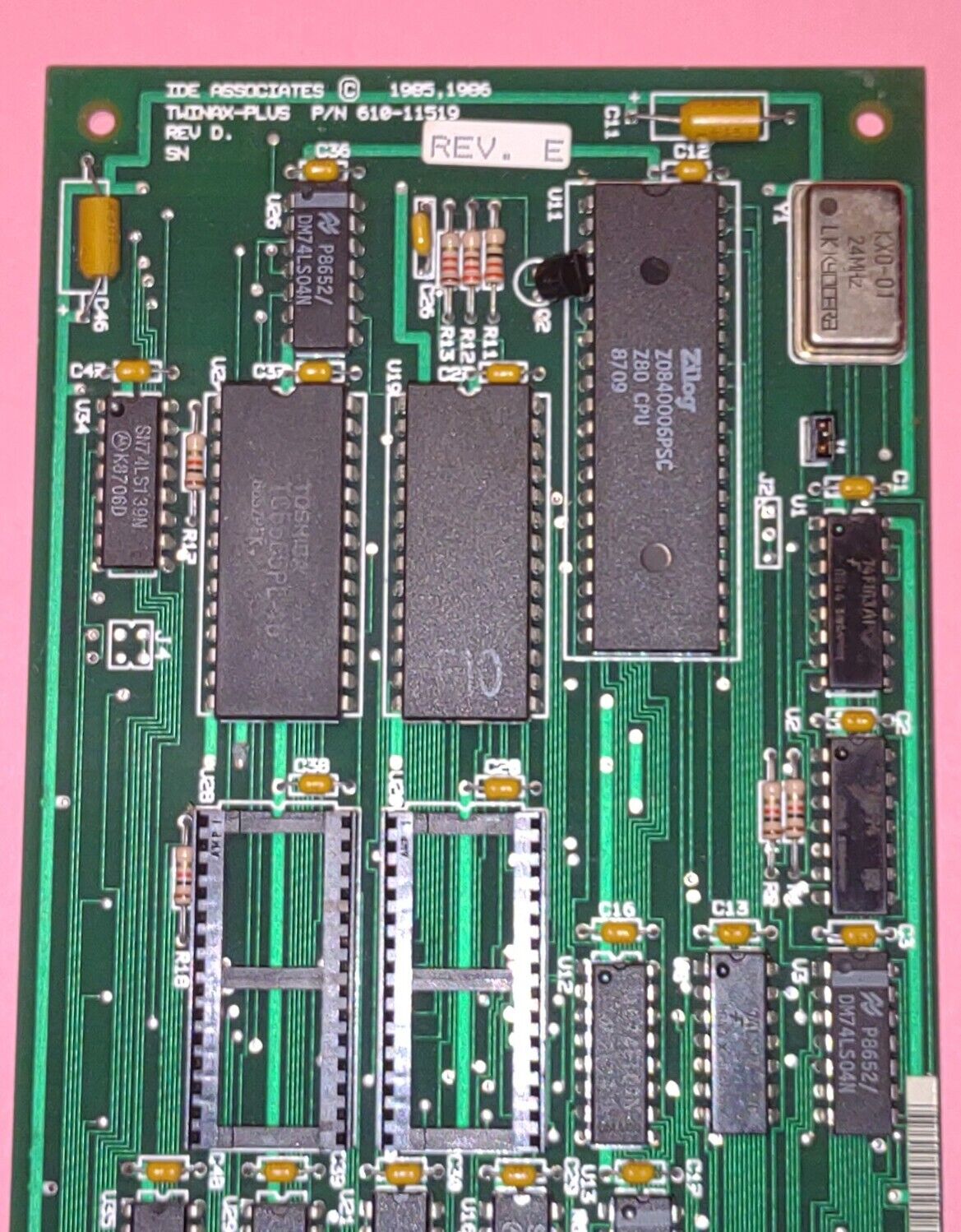 IDE Associates ISA TWINAX-PLUS 8-bit Adapter Card Zilog Z80 CPU 610-11519 rev E