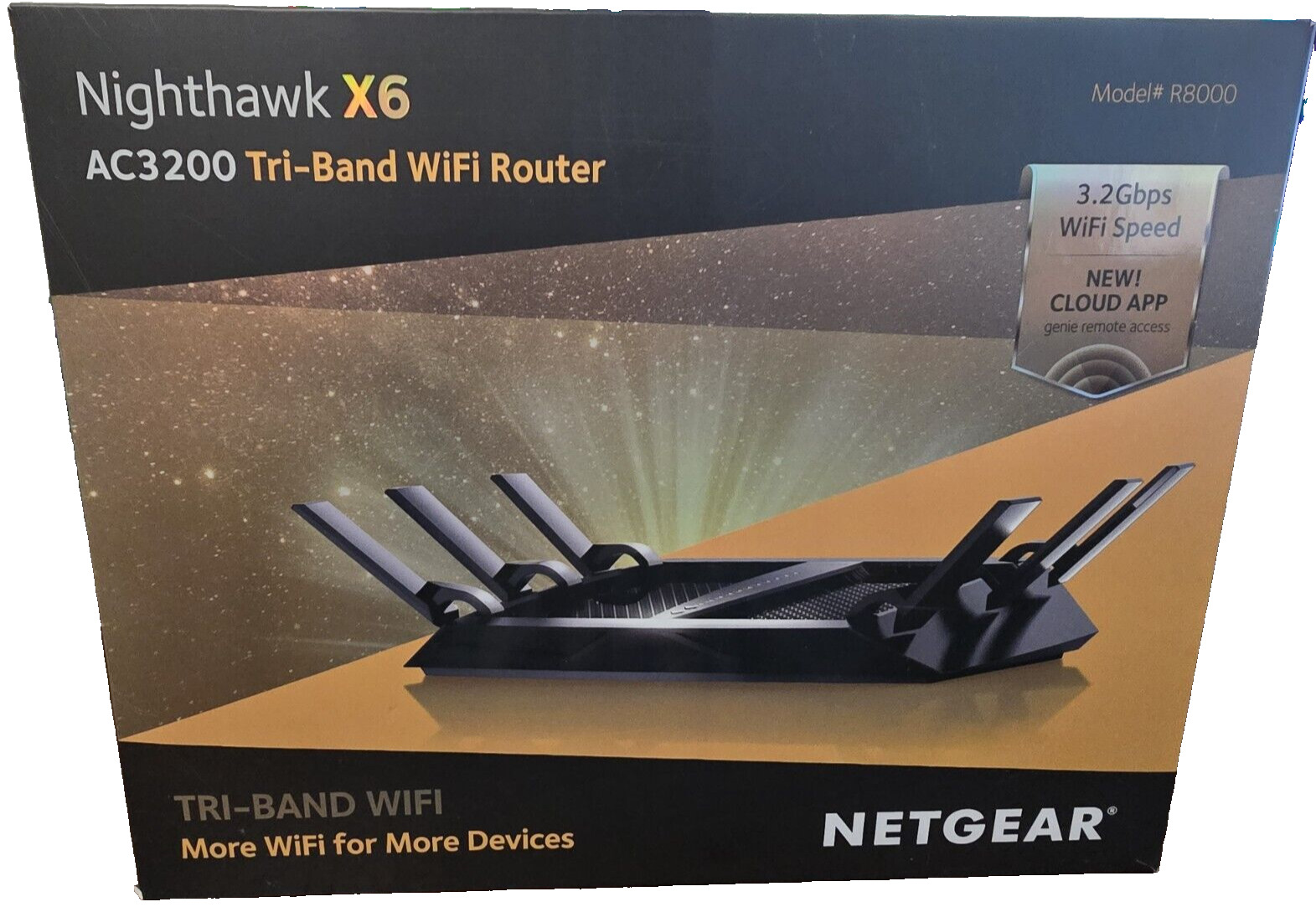 NETGEAR Nighthawk X6 AC3200 Tri-Band WiFi Router R8000-100NAS - Open box