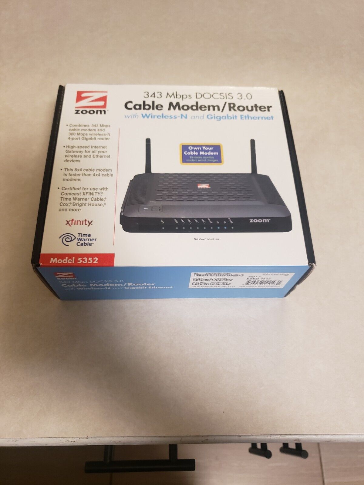 Zoom DOCSIS 3.0 Cable Modem/Router with Wireless-N Model 5352 