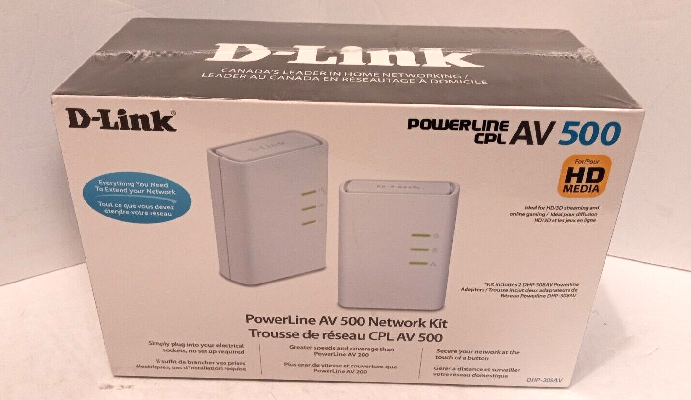 D-Link DHP-W311AV PowerLine CPL AV500 Network Kit 2-Pack BNIB NEW
