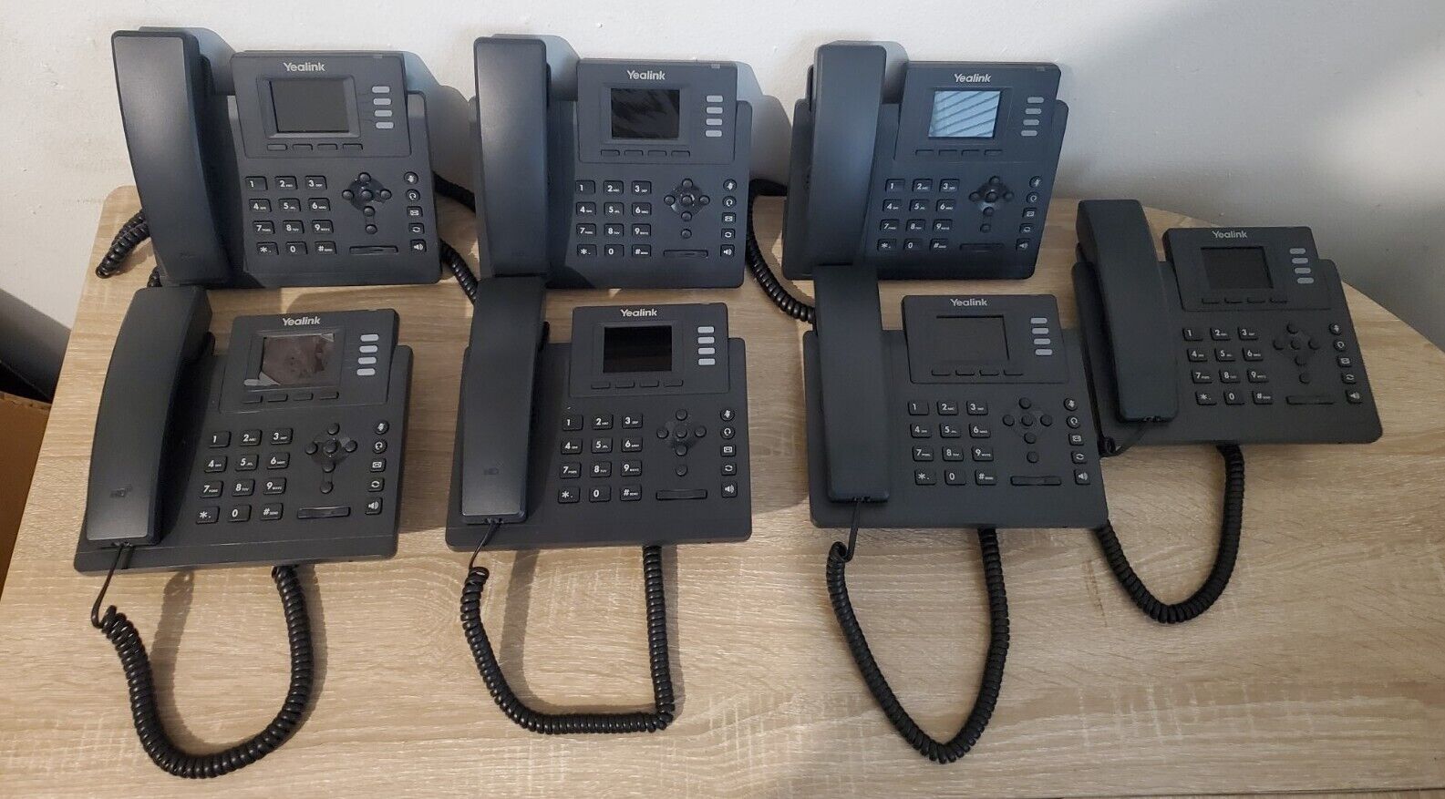 Lot Of 7 Yealink SIP-T33G VoIP PoE Business 4-Line Desktop Phones READ 
