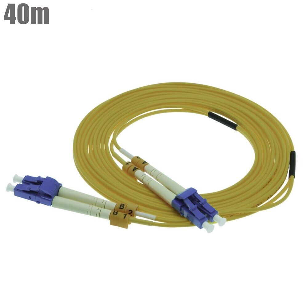 40M LC-LC Fiber Optic Duplex Singlemode 9/125 Optical Patch Cable Cord Yellow