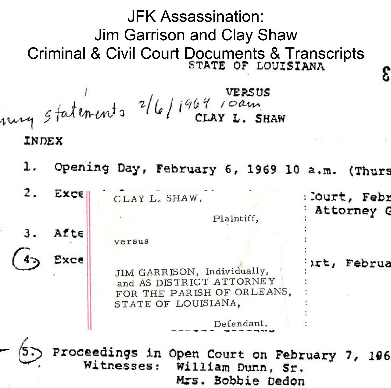 JFK Assassination: Jim Garrison & Clay Shaw Criminal & Court Documents USB-Drive