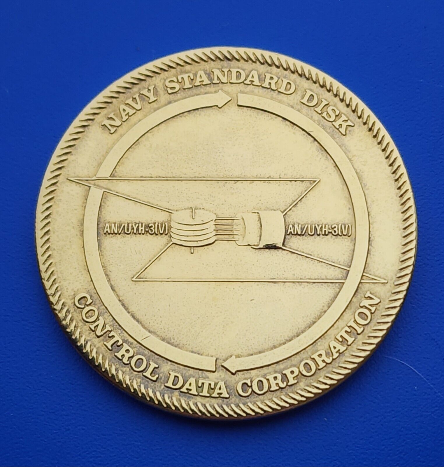 Control Data Corp Navy Standard Disk 100th Team Medal Award Challenge Coin 1983