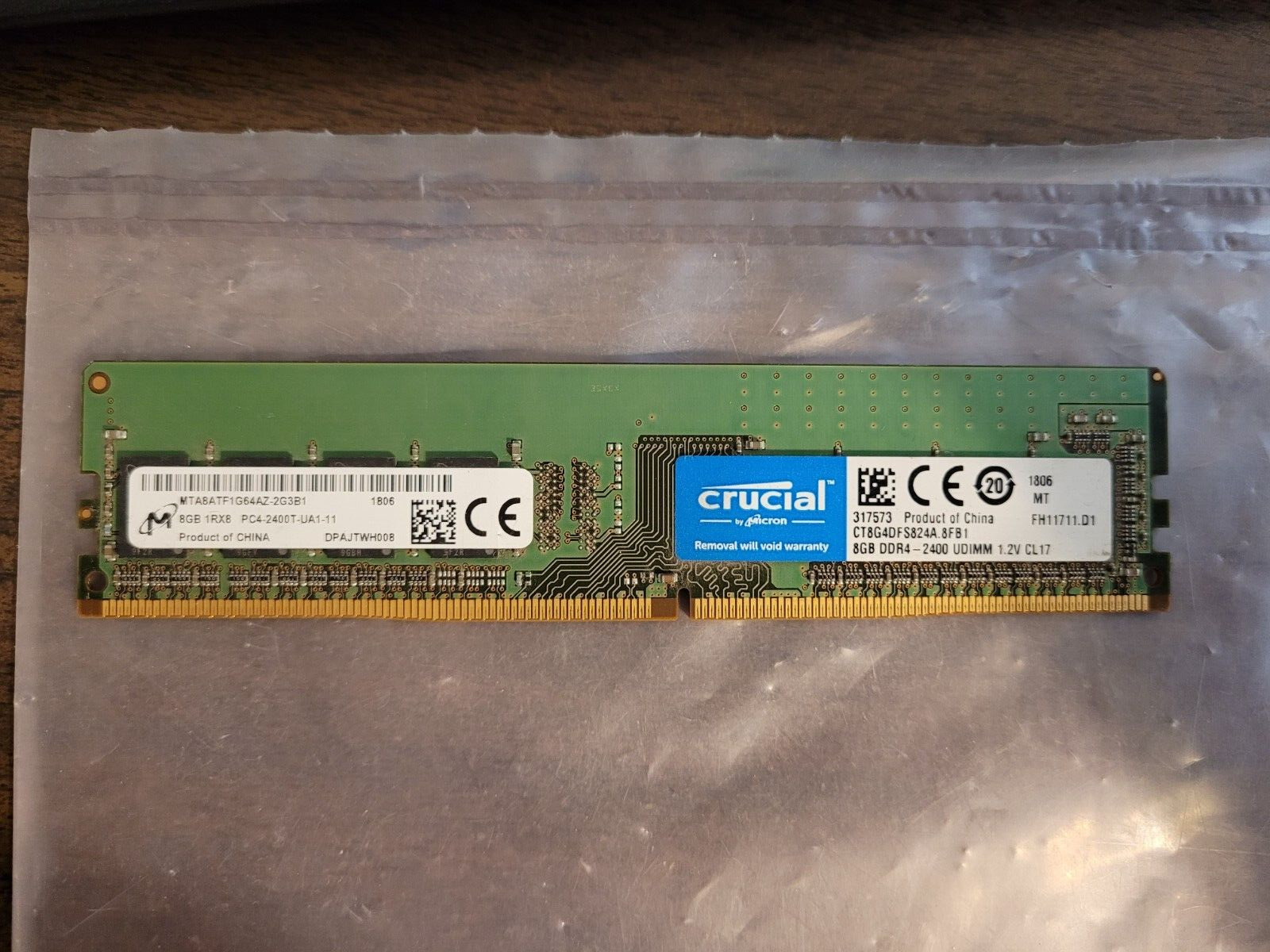 Crucial-Micron 8GB PC4-2400 PC4 19200 DDR4 2400MHz CL17 1.2V Desktop Memory RAM