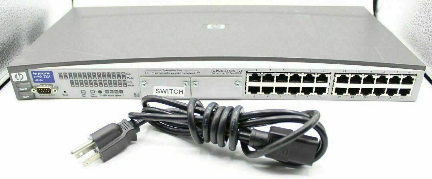 HP ProCurve J4818A Switch 2324 HP 24-port 10/100Base-Tx Switch Network- Used