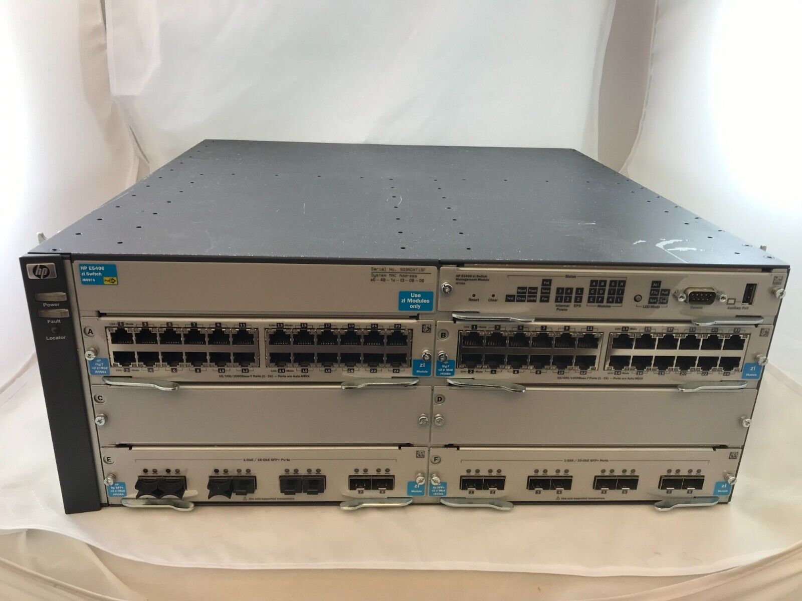 HP ProCurve J8697A, HP 5406zl, 2x J9538A, 2x J9550A, 1x J8712A, Rack Ears