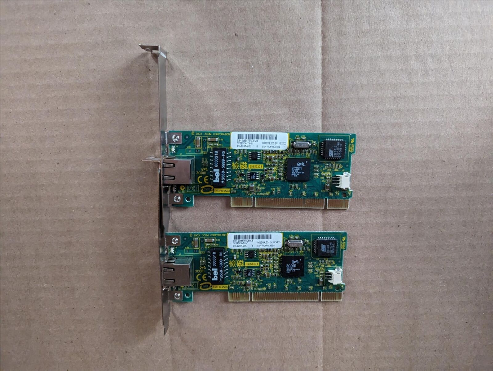 LOT OF 2 3COM PCI ETHERNET ADAPTER 3C905CX-TX-M 03-0287-001 030287001 H2-4(2)