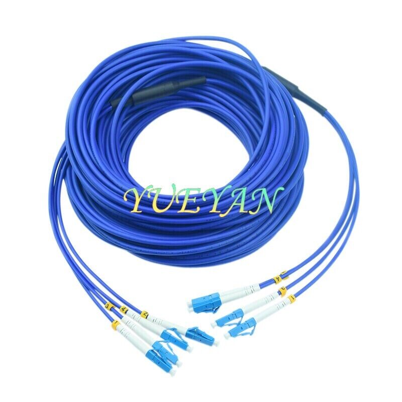 150M Indoor Armored LC-LC 4 Strand Single-Mode 9/125,Fiber Patch Cord DHL Free
