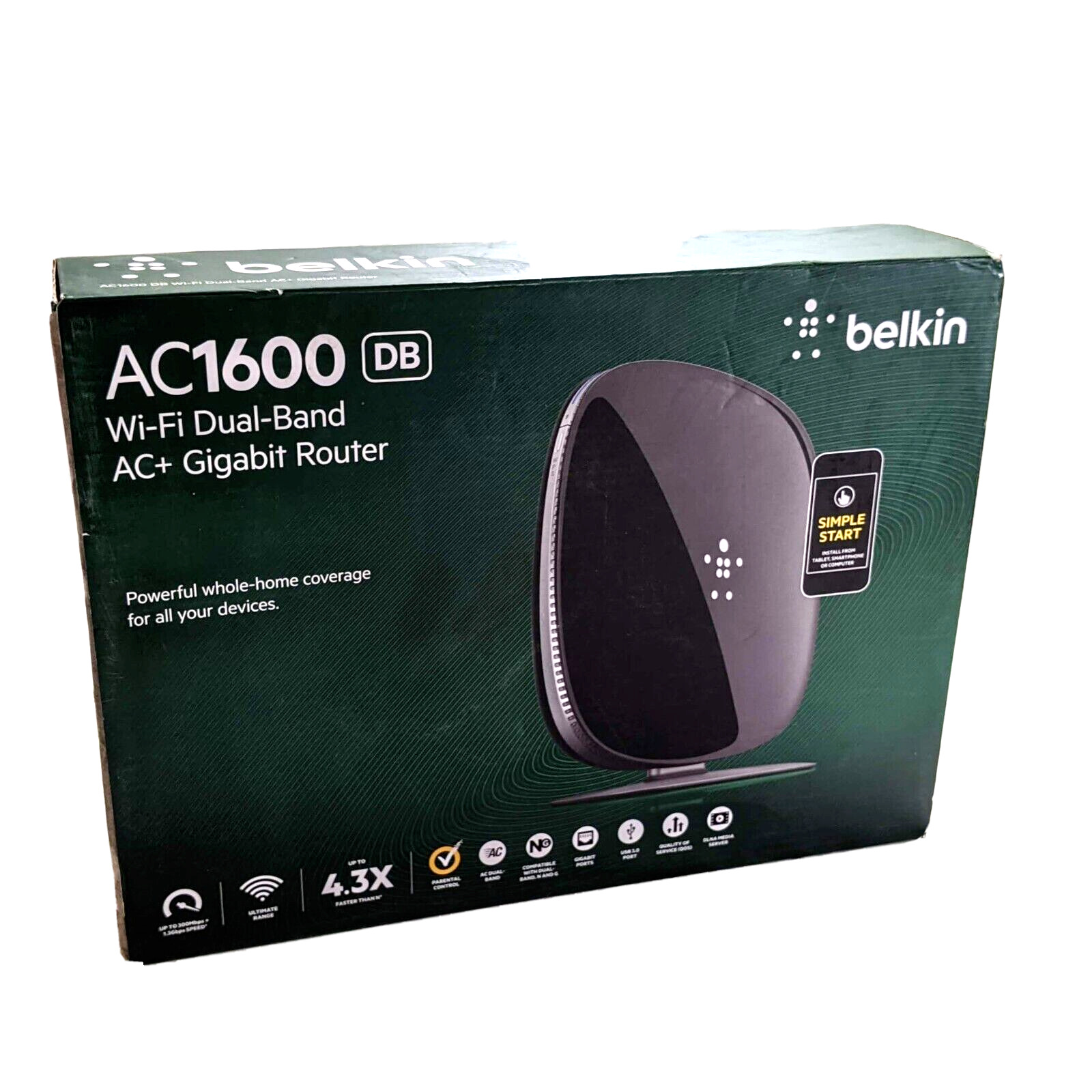 Belkin AC1600 DB  Mbps 4 Port 1000 Mbps Wireless Router (F9K1119) Gigabit AC+