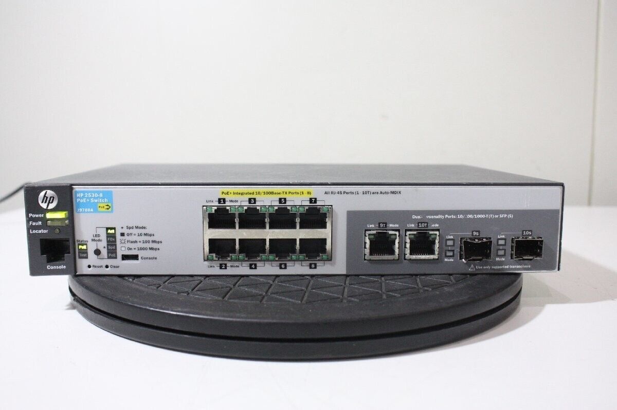 HP J9780A HPE 2530-8 8-port Fast Ethernet PoE+  Ethernet SFP+ Layer 2 Switch