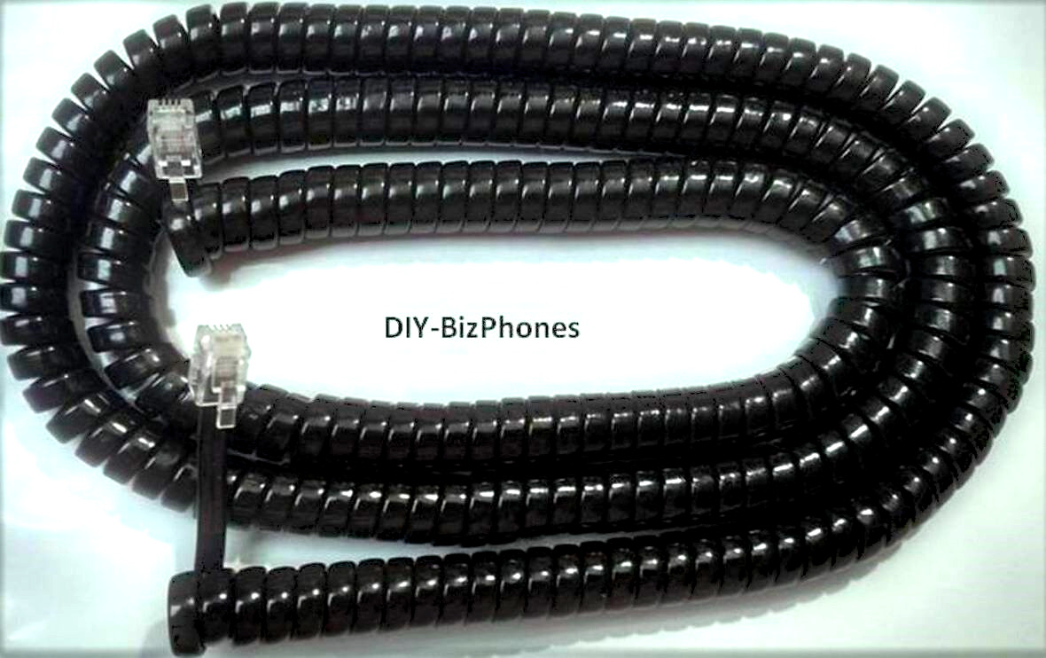 Black Office Phone Long Handset Cord Receiver Curly Coil Telephone Cable 25Ft