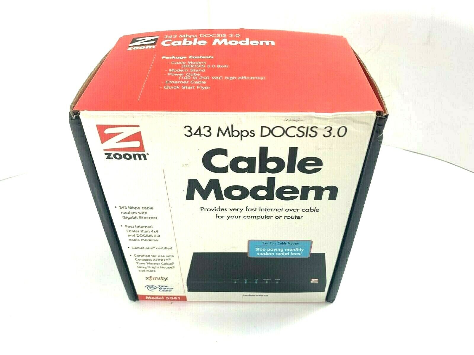 Zoom 343 Mbps DOCSIS 3.0 Cable Modem Model: 5341.