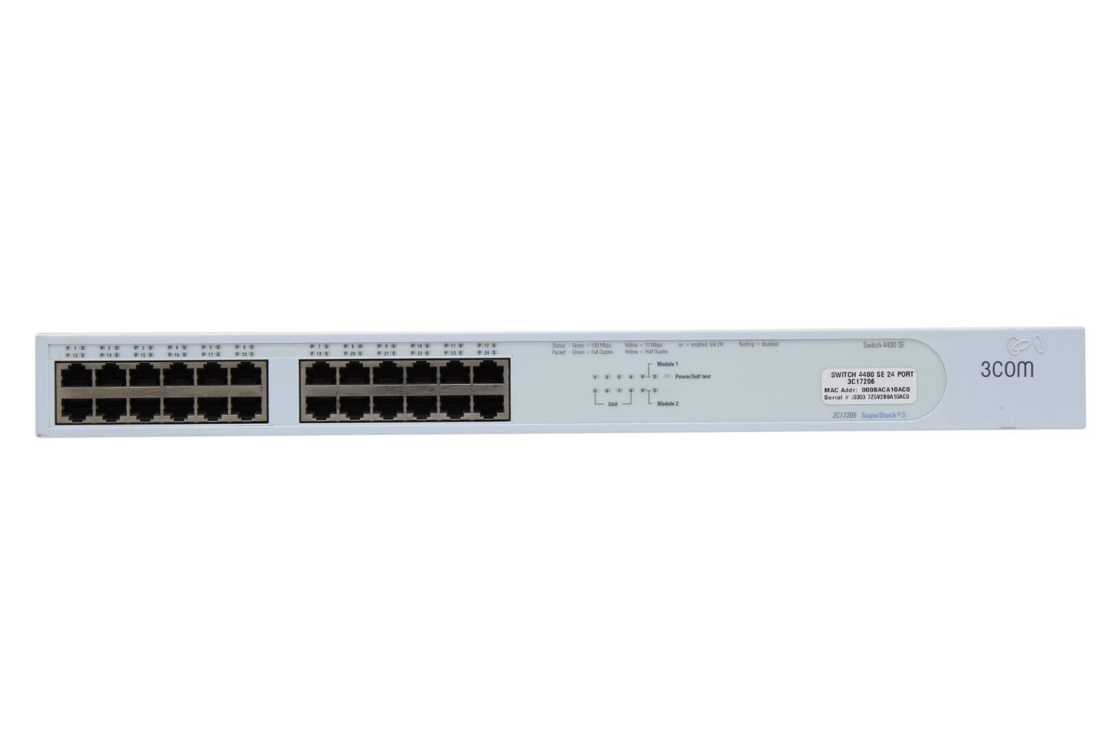 3Com 3C17206 SuperStack 3 4400 SE 24 x RJ-45 Port 10/100 Ethernet Network Switch