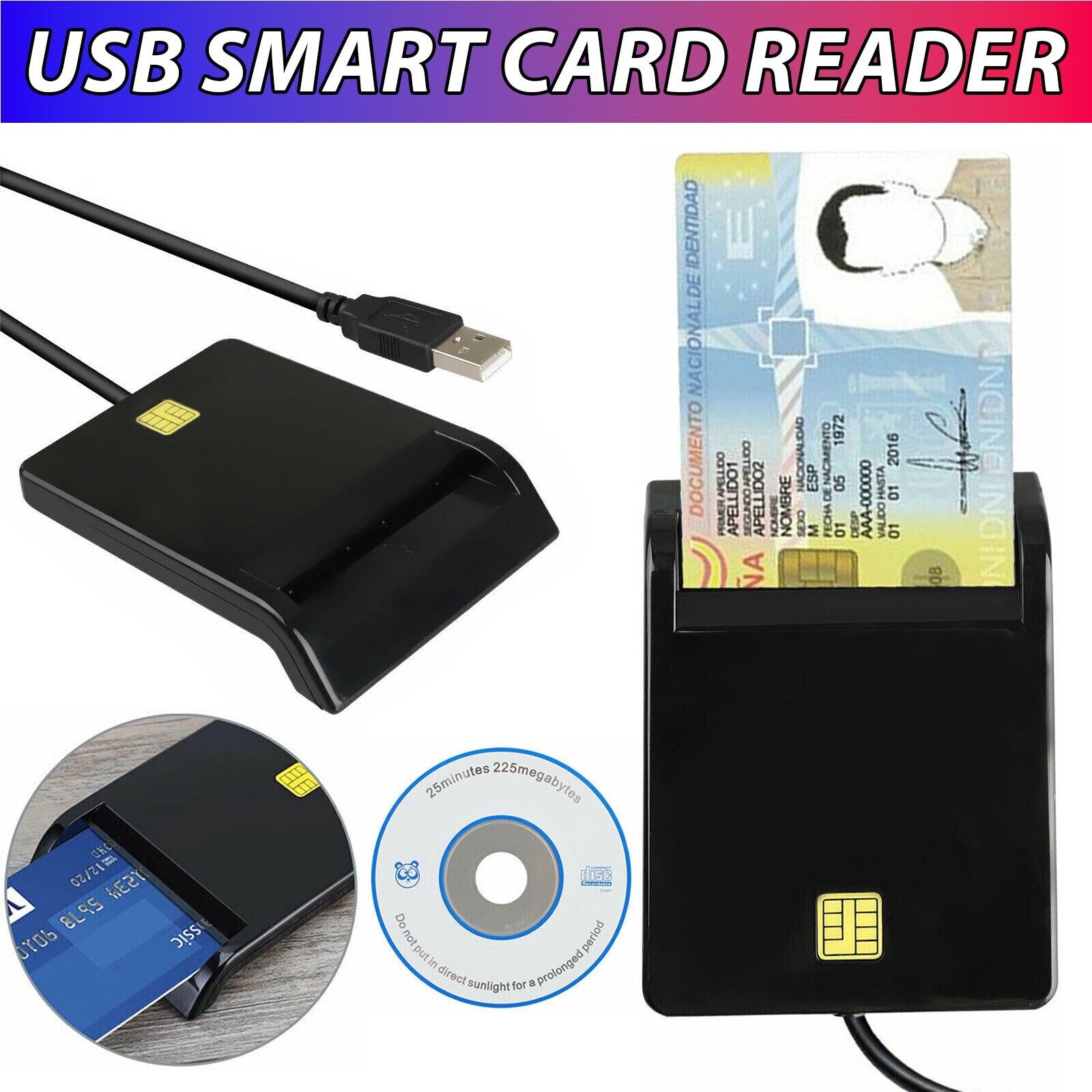 USB2.0 Smart Card Reader DOD Military CAC Common Access-Bank card-ID for Mac OS