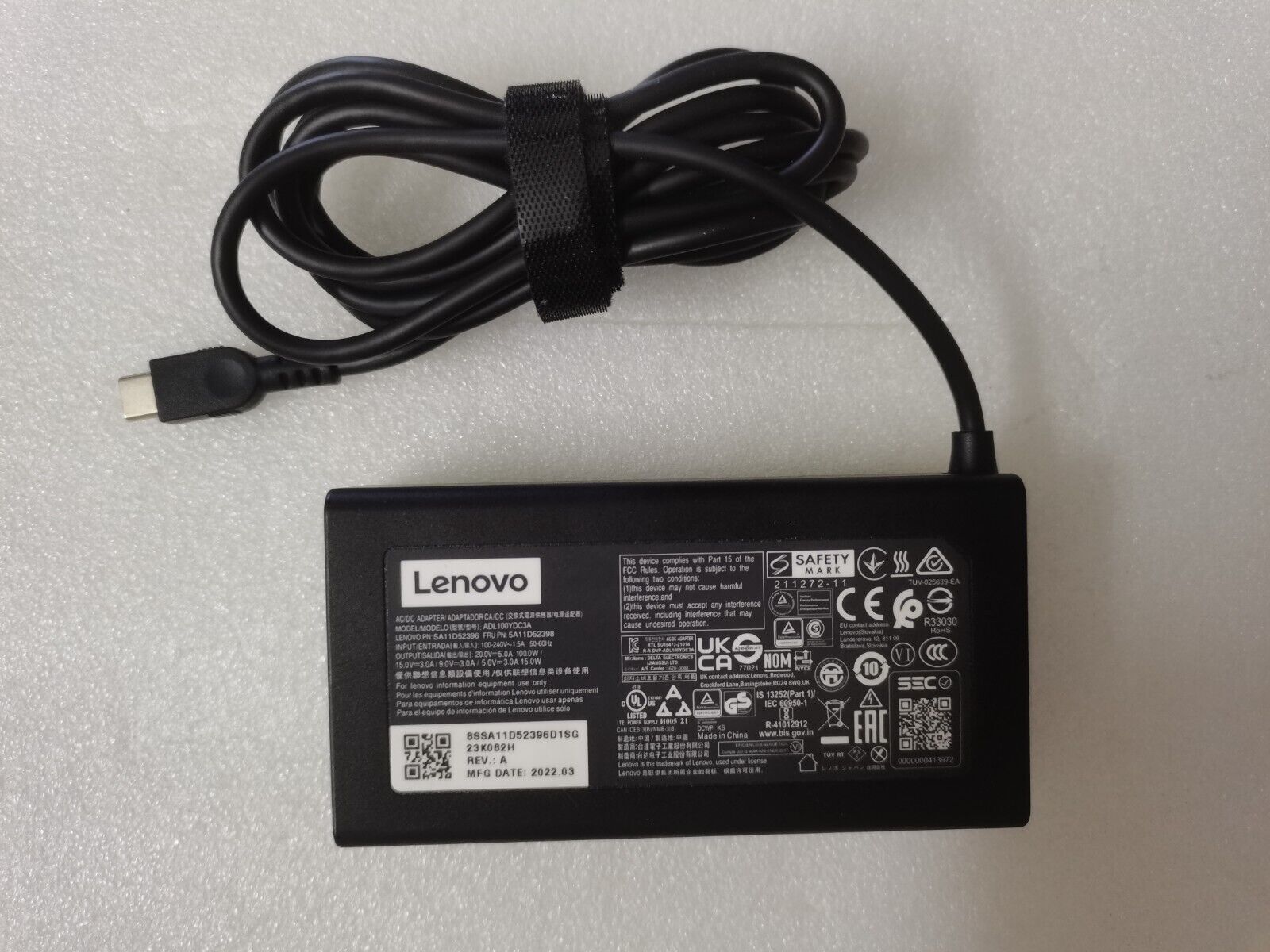 100%Original 100W 20V 5A USB-C ADL100YDC3A SA11D52396 For 2022 Lenovo Pro 16IAH7