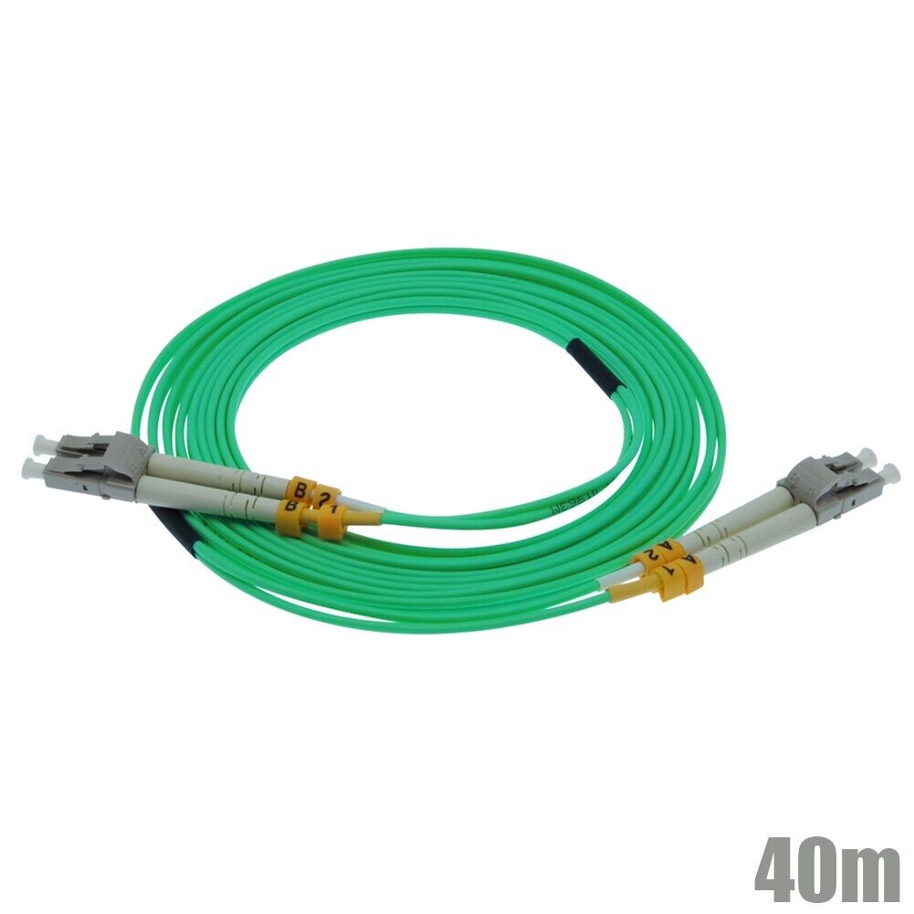 40M LC/LC Fiber Optic Multi Mode 50/125 Duplex Optical Patch Cable 10Gb OM3 Aqua
