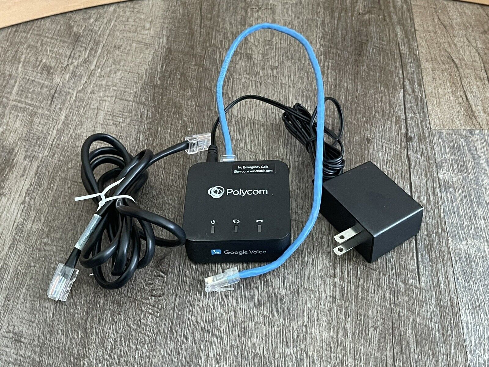Polycom Obihai OBi200 1-Port VoIP Adapter Google Voice - Power Cable & 