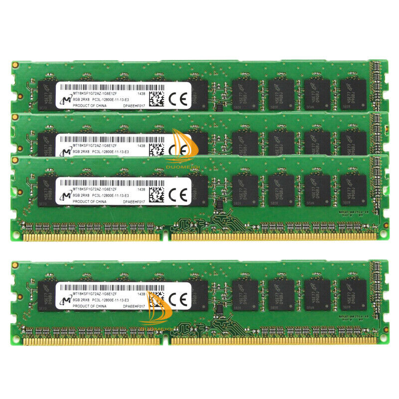 32GB Micron 4x 8 GB RAM 2RX8 12800E DDR3L-1600Mhz 240PIN ECC DIMM Desktop Memory