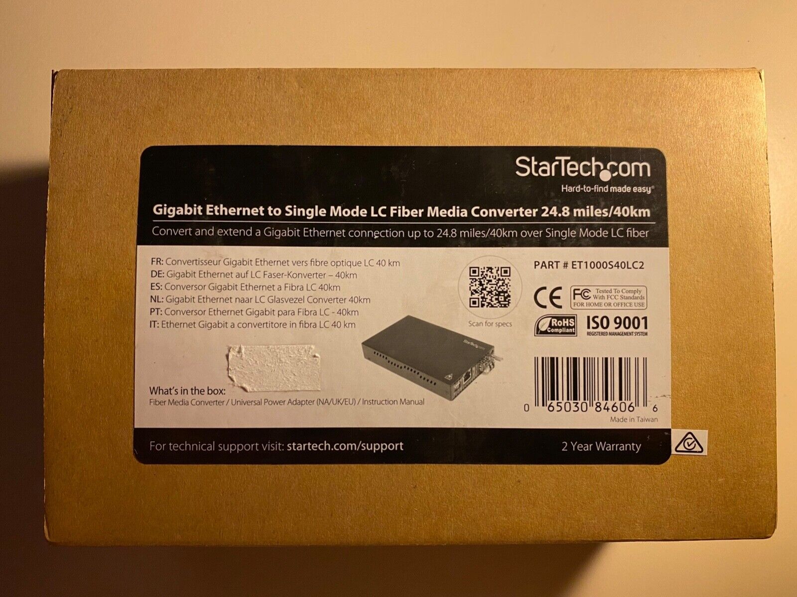 StarTech.com 1000 Mbps Gigabit Single Mode Fiber Media Converter with LC 40 km 