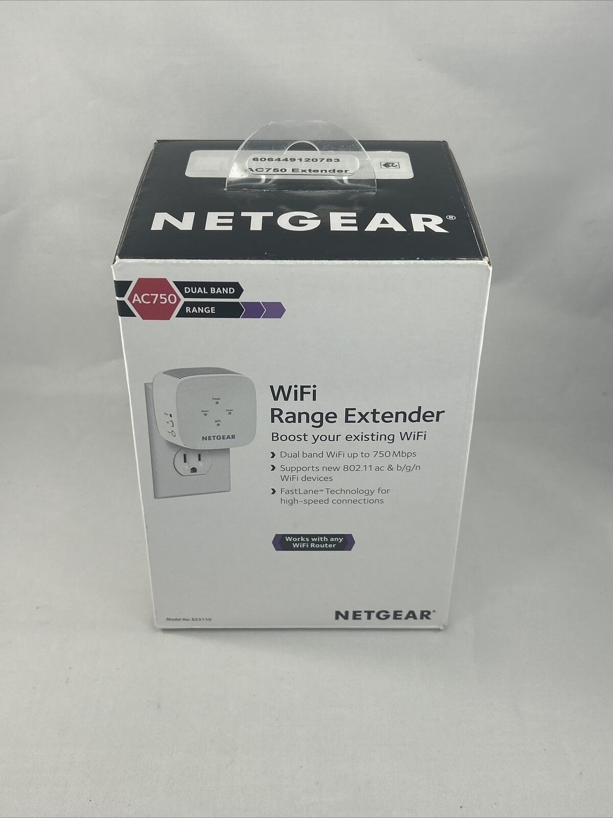 NETGEAR - AC750 Dual-Band Wi-Fi Range Extender - EX3110-100NAS - White Open Box