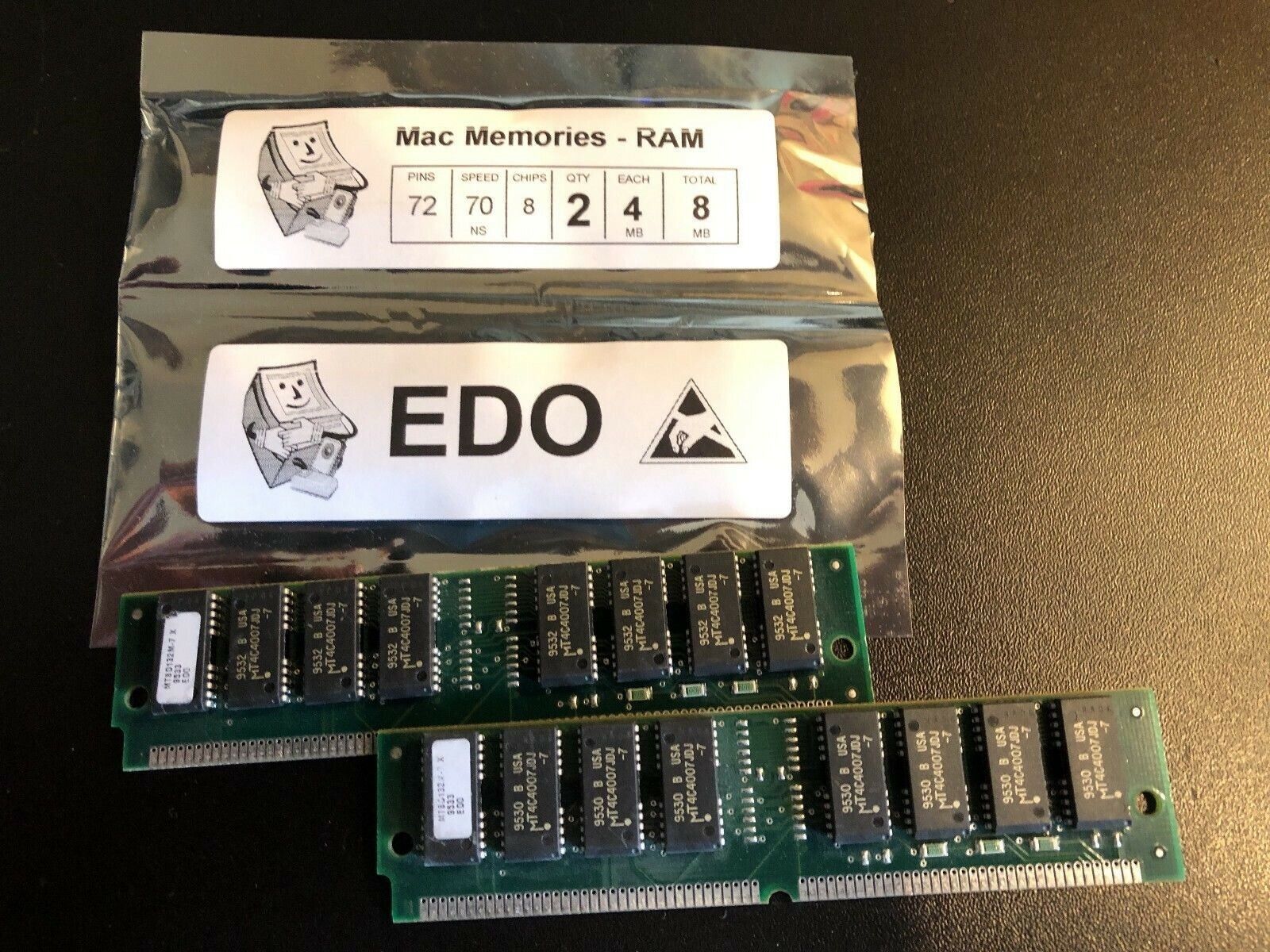 2x 4MB 1Mx32 72-Pin EDO 60ns Non-Parity RAM SIMM Memory 386 486 PC Unix Vintage