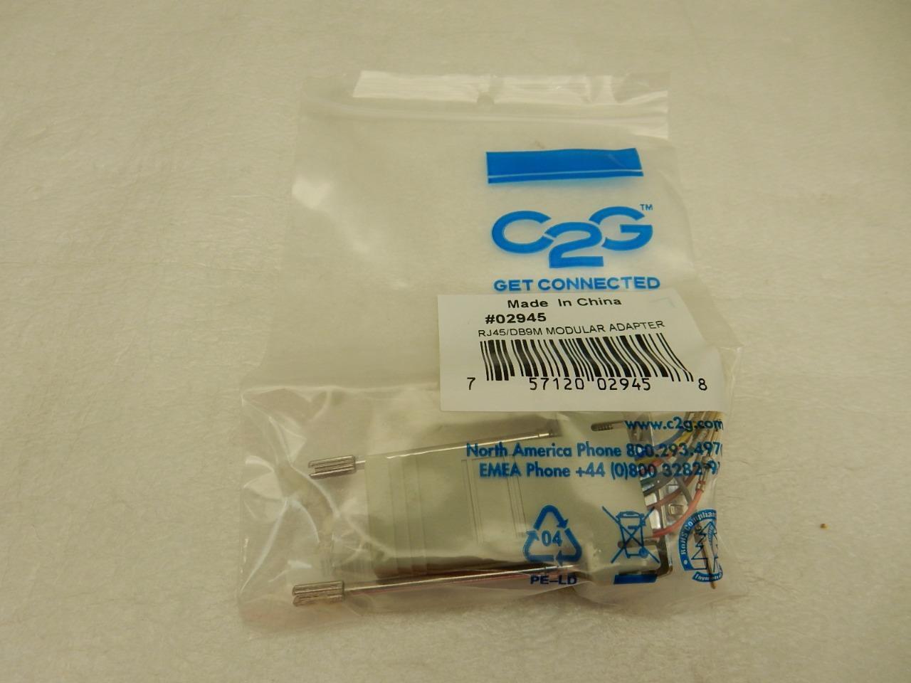 NEW C2G 02945 RJ45 to DB9 Male Serial RS232 Modular Adapter Gray 757120029458