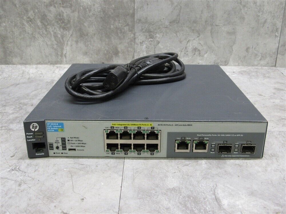 HP ProCurve 2530-8 PoE+ 8-Port 10/100 Ethernet Network Switch JL070A -FREE SHIP