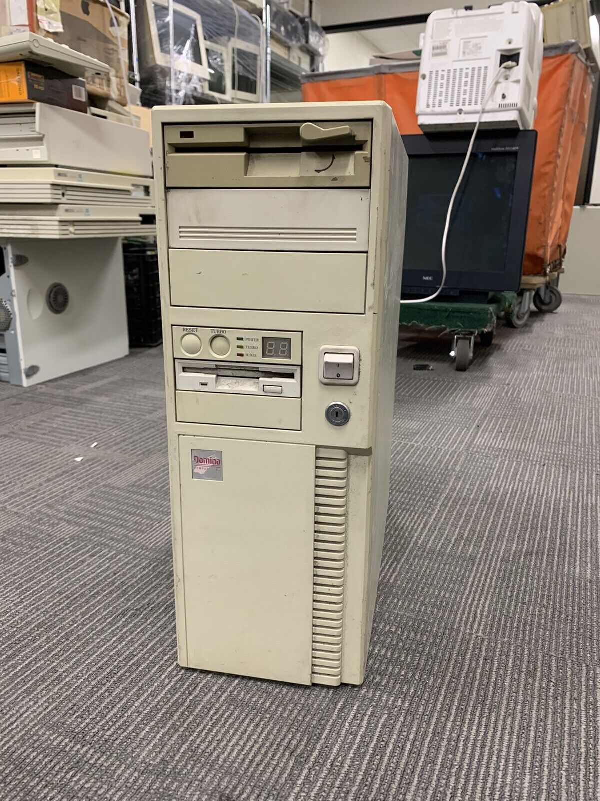 Vintage 386 Era Mid AT Computer Tower Case with 5.25/3.5 Floppy + PSU