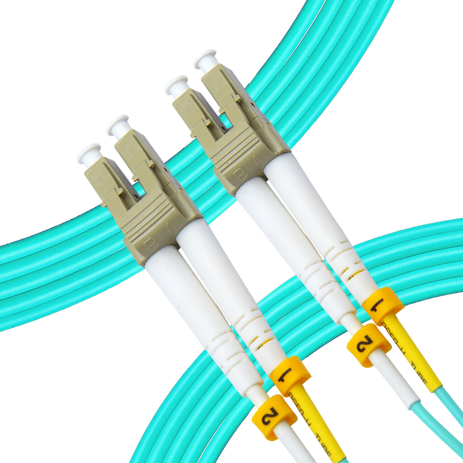 OM4 LC to LC Fiber Optic Patch Cable Multimode Duplex 50/125 Aqua  LC LC 1M-15M